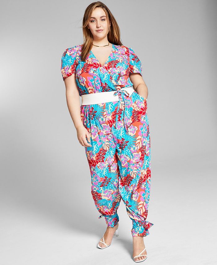 Jeannie Mai X Plus Size Printed Jumpsuit, Created for Macy's | Macys (US)