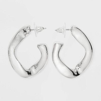 Twisted Open Hoop Earrings - Universal Thread™ Silver | Target