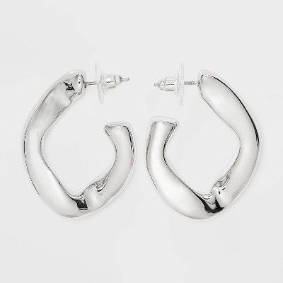 Twisted Open Hoop Earrings - Universal Thread™ Silver | Target