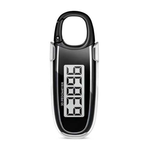 3D Pedometer for Walking, Step Counter with Clip & Carabiner, Accurate Fitness Tracker with Large Display & 10-Step Error Prevention for Seniors, Women, Men, Black | Amazon (US)