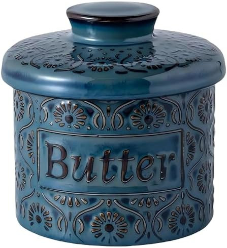 Ceramic Butter Crock with Lid, French Butter Dish with Water Line for Countertop, Butter Keeper f... | Amazon (US)
