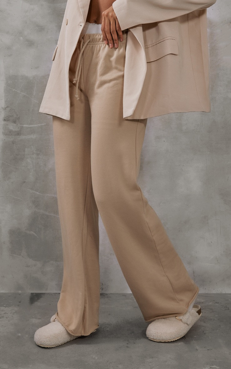 Stone Basic Raw Hem Joggers | PrettyLittleThing US