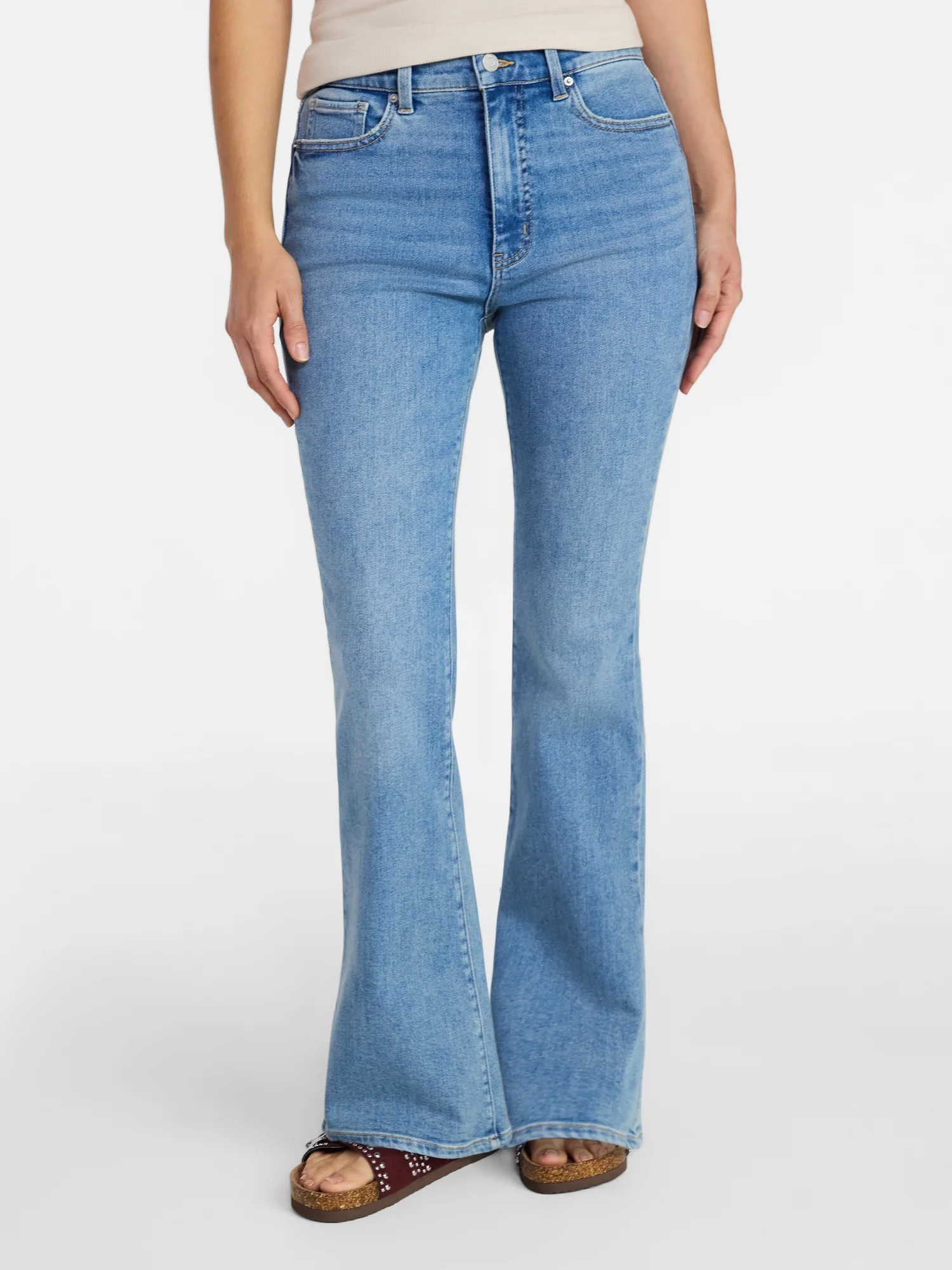 Time and Tru Women's and Women's Plus High Rise Flare Jeans, 31" Inseam Regular, Sizes 0-22 | Walmart (US)