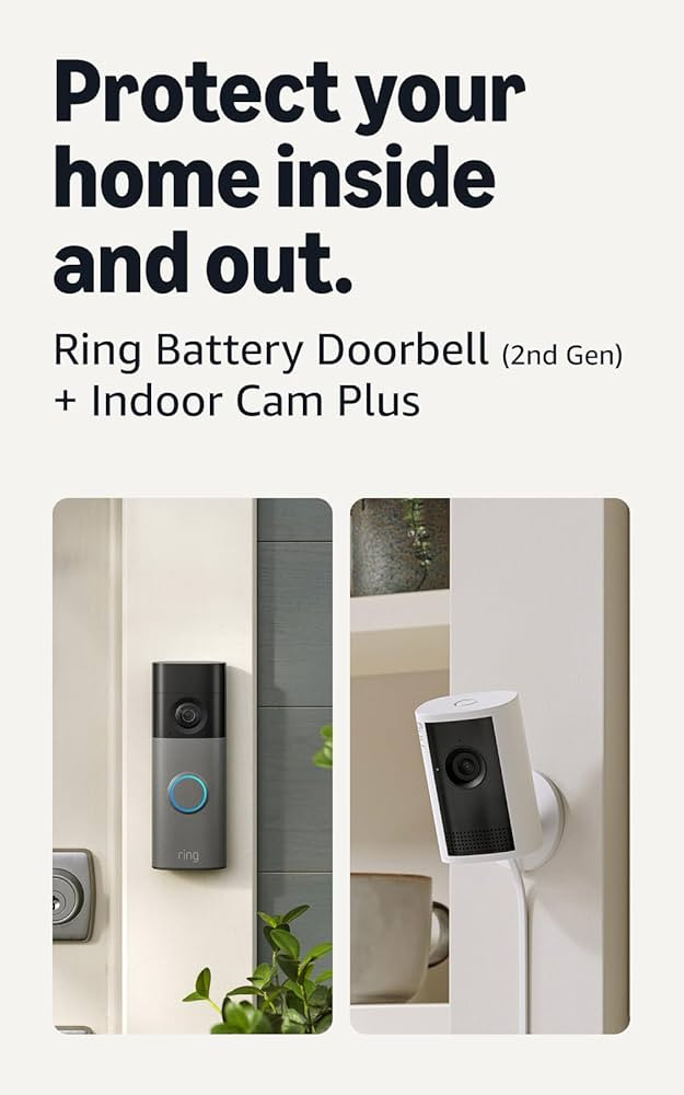 Ring Battery Doorbell (newest model), Speckled Gray with Indoor Cam Plus, White | Amazon (US)