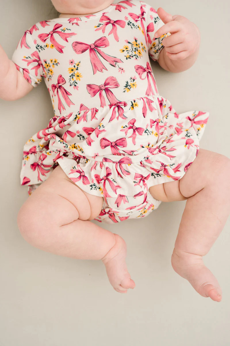 Bloom Bows Short Sleeve Bodysuit Bamboo Dress | Little One Shop Co