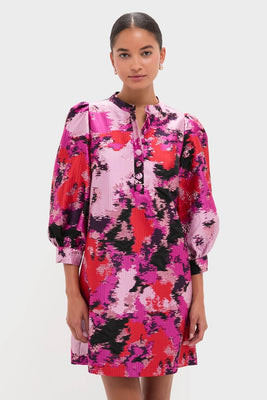 Pink and Red Lurex Abstract Jacquard Samantha Dress | Tuckernuck (US)