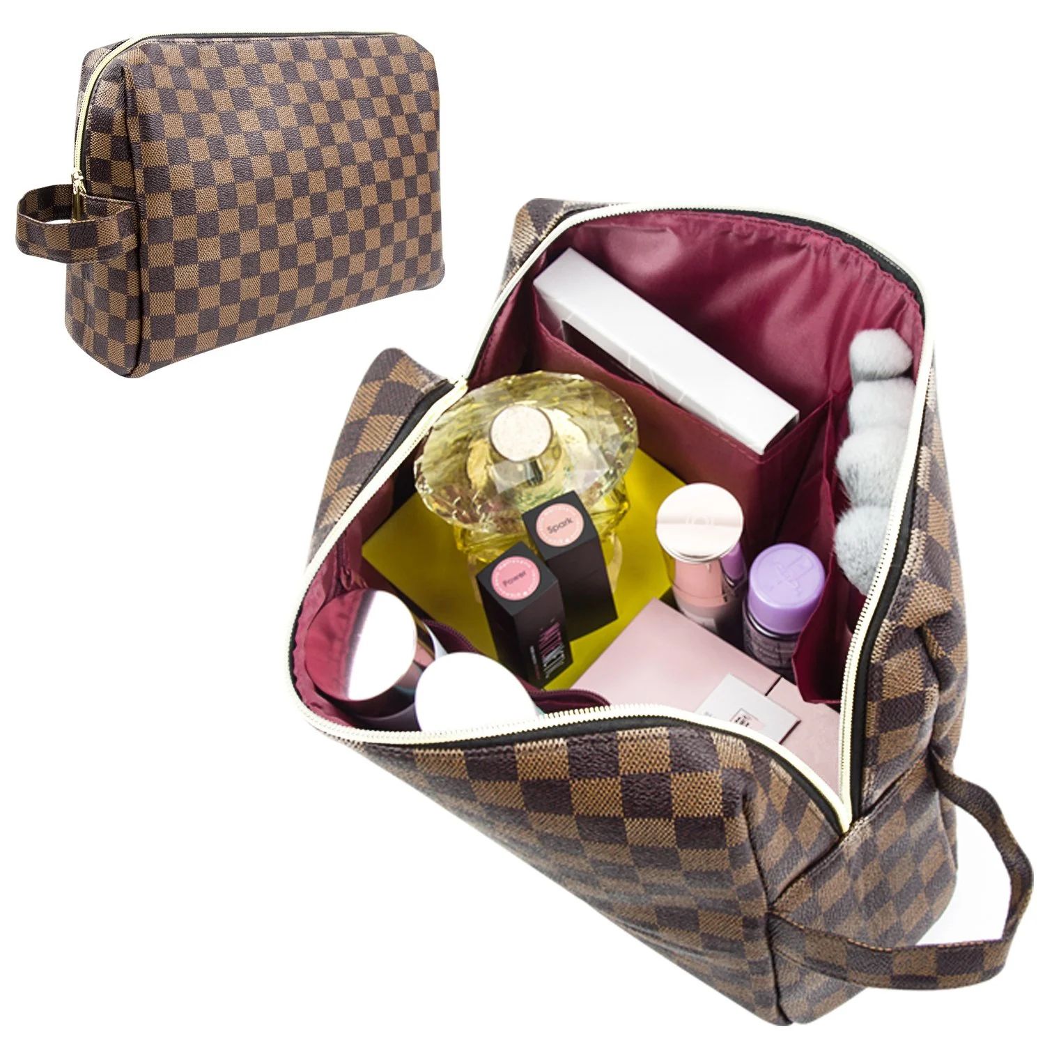 T.Sheep Makeup Bag Checkered Cosmetic Bag Large Travel Toiletry Organizer For Women,Cosmetics,Mak... | Walmart (US)