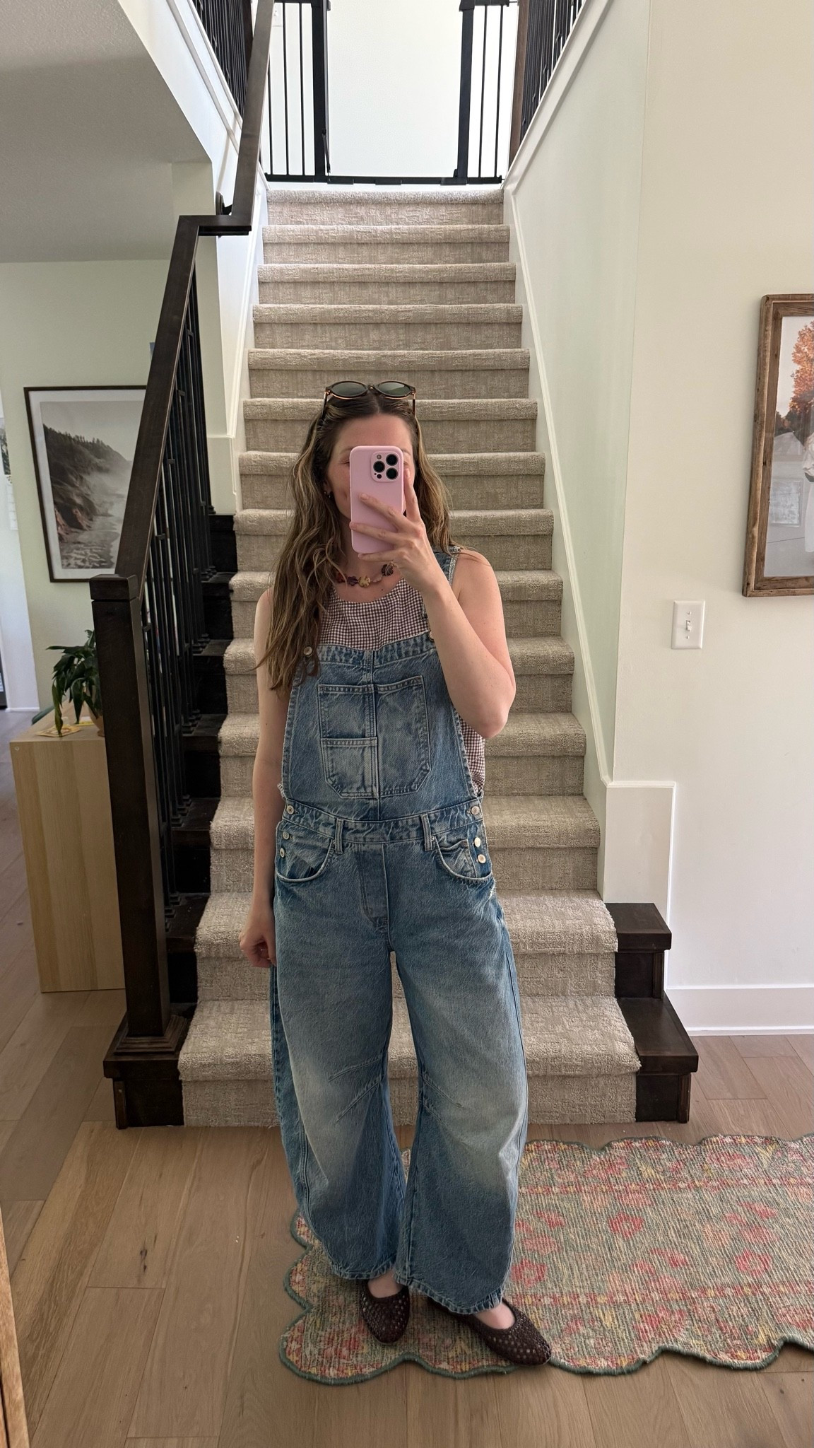 wearing a medium in this linen gingham top, sized up but my usual small would have been fine! Small in overalls! 

Spring outfit, summer outfit, mom style

#LTKootd #LTKmomlife