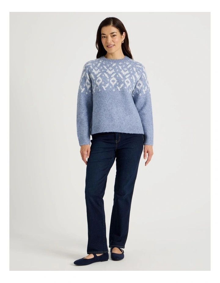 RegattaCrew Neck Fairisle Jumper in Blue and Ivory | Myer