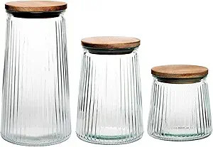 Amici Home Hawthorn Glass Canister | Set of 3 | Food Storage Containers with Acacia Lid | Decorat... | Amazon (US)