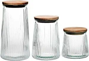 Amici Home Hawthorn Glass Canister | Set of 3 | Food Storage Containers with Acacia Lid | Decorat... | Amazon (US)