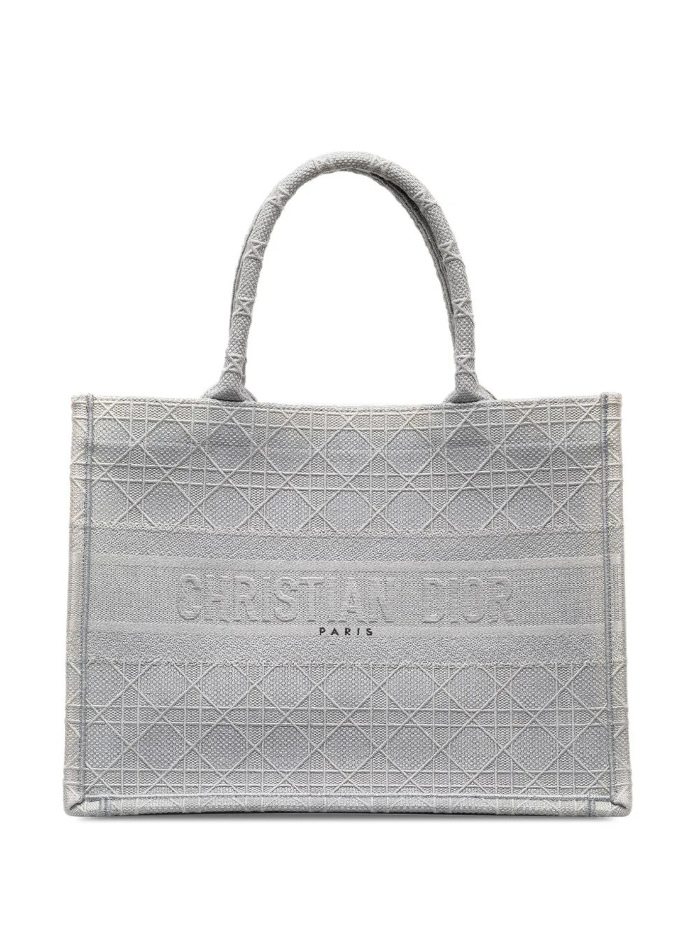 Christian Dior Pre-Owned 2020 Medium Cannage Embroidered Book tote bag - Grey | Farfetch Global