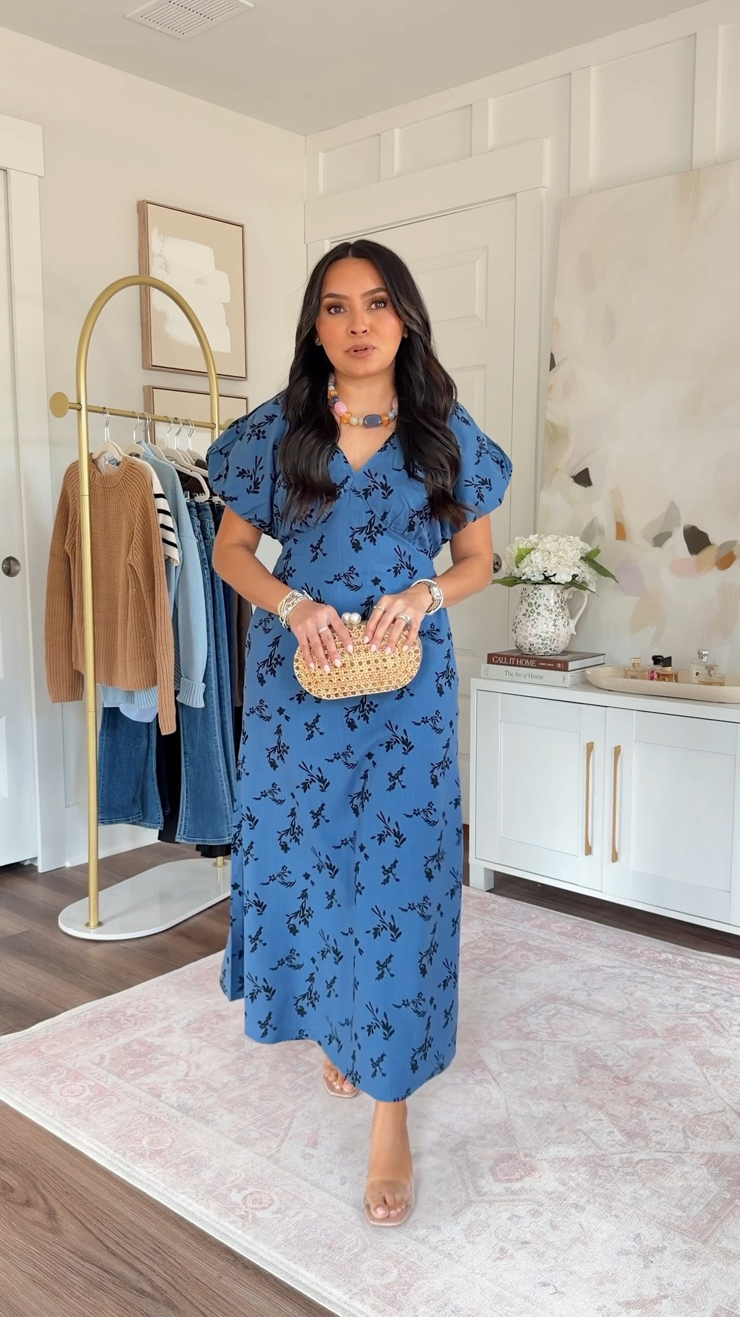 Blue floral dress size xs TTS
Clear heels size 5 TTS

#LTKootd #LTKPetite #LTKgrwm