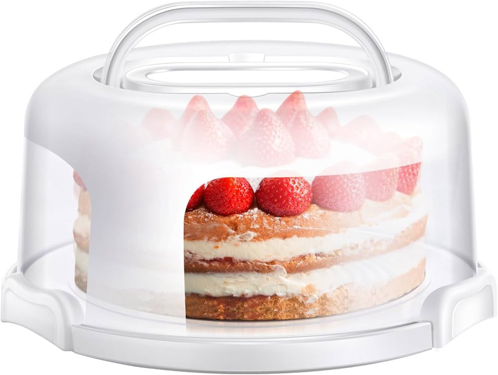 Ohuhu Cake Container, Cake Carrier with Lid and Handle BPA-Free Cake Holder for 10 inch Cake with... | Amazon (US)