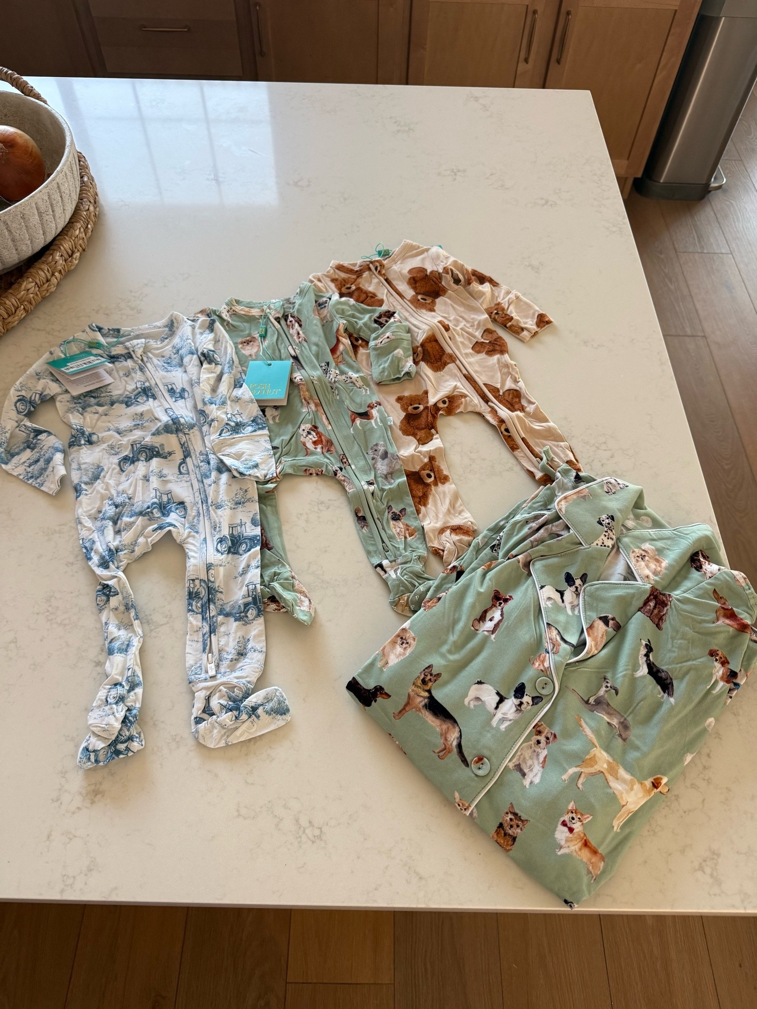 Cozy baby onesies! Matching mommy pajamas