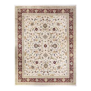 Mogul Ivory 12 x 15 Oriental Wool Indoor Area Rug | The Home Depot