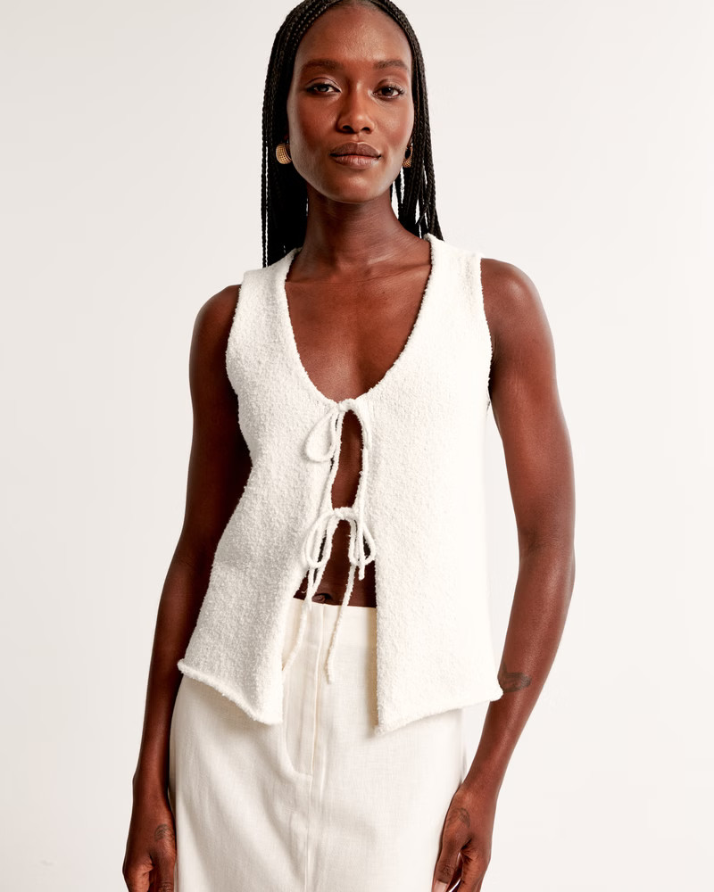 Tie-Front Textured Vest | Abercrombie & Fitch (US)