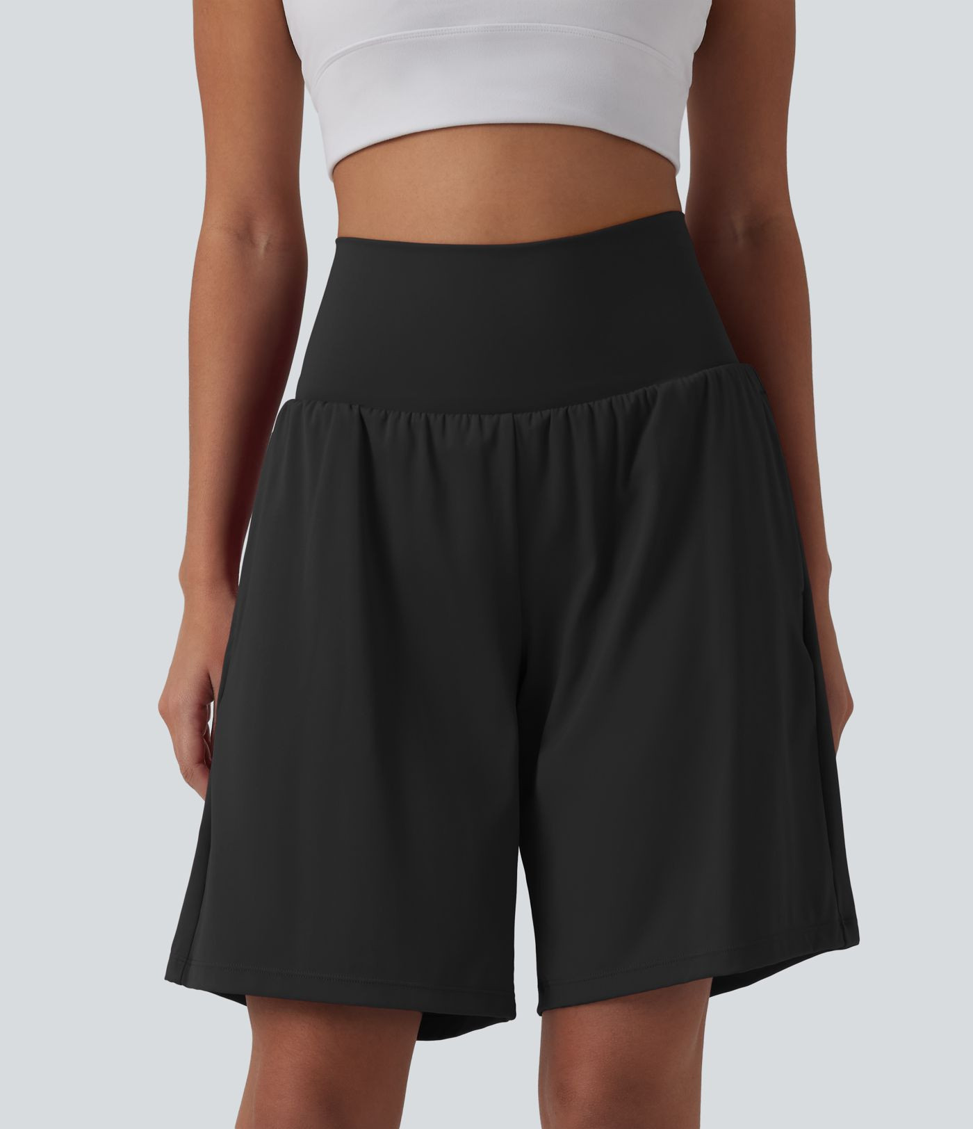 Women’s SoftlyZero™ Airy Super High Waisted 2-in-1 Cool Touch Yoga Shorts 9" with Pockets - H... | HALARA
