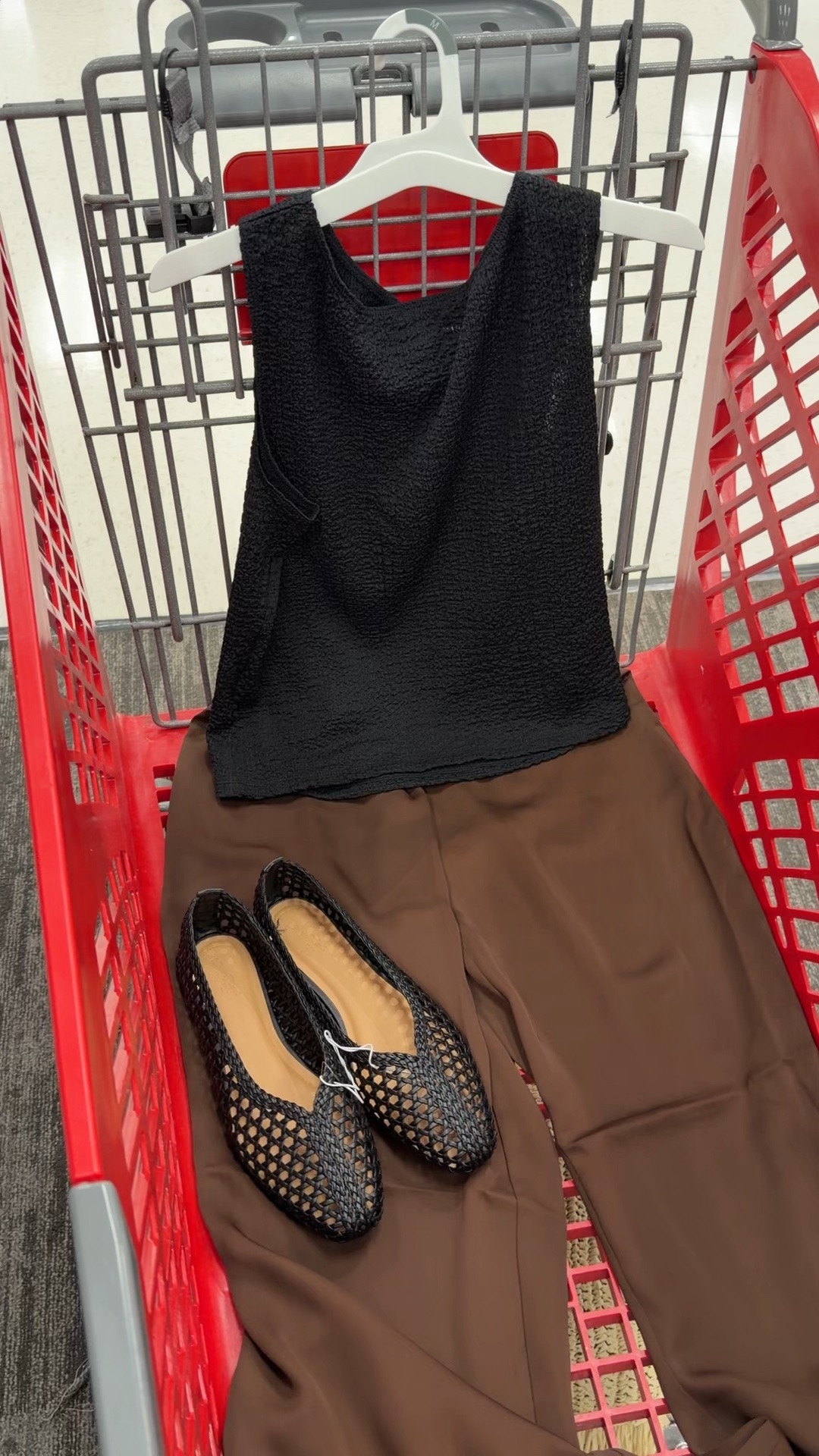 Target outfit idea with this textured top, satin pants and woven flats (sold out in black; I’ll link similar). #targetstyle