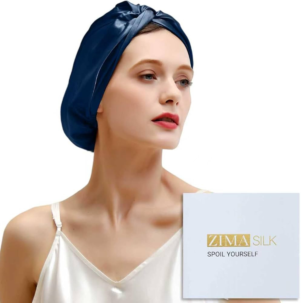 ZIMASILK 100% 22 Momme Mulberry Silk Bonnet for Sleeping Women, Breathable Silk Hair Wrap for Pre... | Amazon (US)