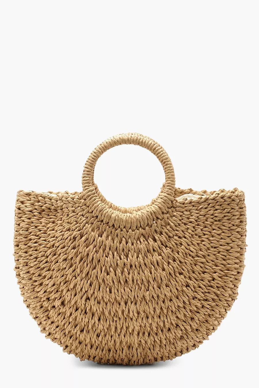 Circle Handle Straw Bag - Small | Boohoo.com (UK & IE)
