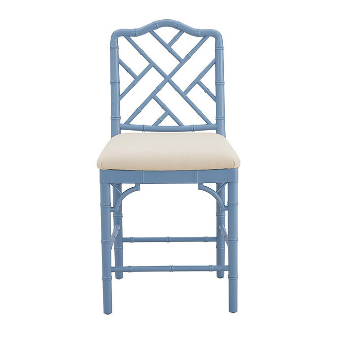 Dayna Stools Parchment Color Seat Upholstered Solid Wood Barstool | Ballard Designs, Inc.