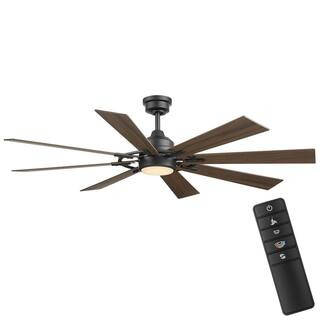 Home Decorators Collection Makenna 60 in. Indoor/Outdoor Matte Black Ceiling Fan with Integrated ... | The Home Depot