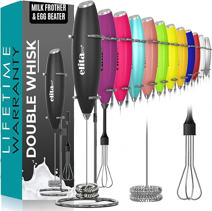 ElitaPro ULTRA-HIGH-SPEED 19,000 RPM, Milk Frother DOUBLE WHISK, Unique Detachable EGG BEATER and... | Amazon (US)