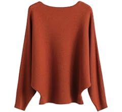 GABERLY Boat Neck Batwing Sleeves Dolman Knitted Sweaters and Pullovers Tops for Women | Amazon (US)