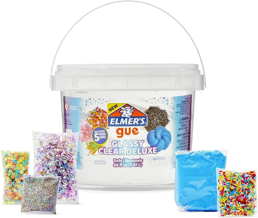 Elmer's GUE Premade Includes 5 Sets of Slime Add-ins, 3 Lb. Bucket, Glassy Clear | Amazon (US)