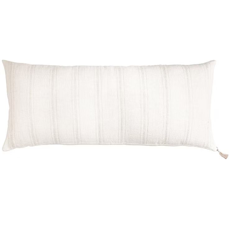 White with Beige Stripes Down Alternative So Soft Linen Pillow - Anaya | Target