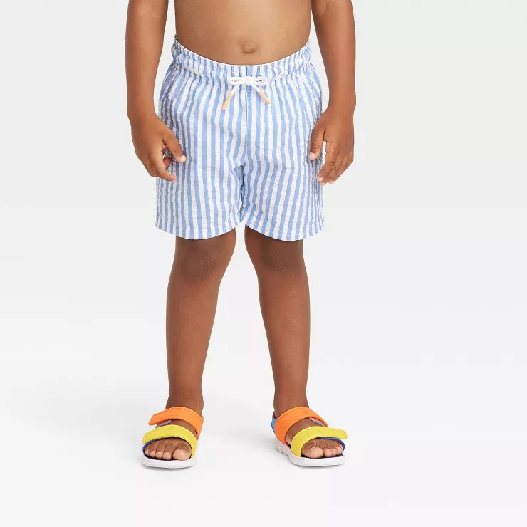 Toddler Boys' Striped Swim Shorts - Cat & Jack™ Blue | Target
