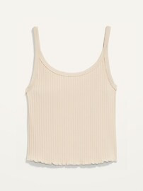 Fitted Cropped Lettuce-Edge Rib-Knit Tank Top for Women | Old Navy (US)