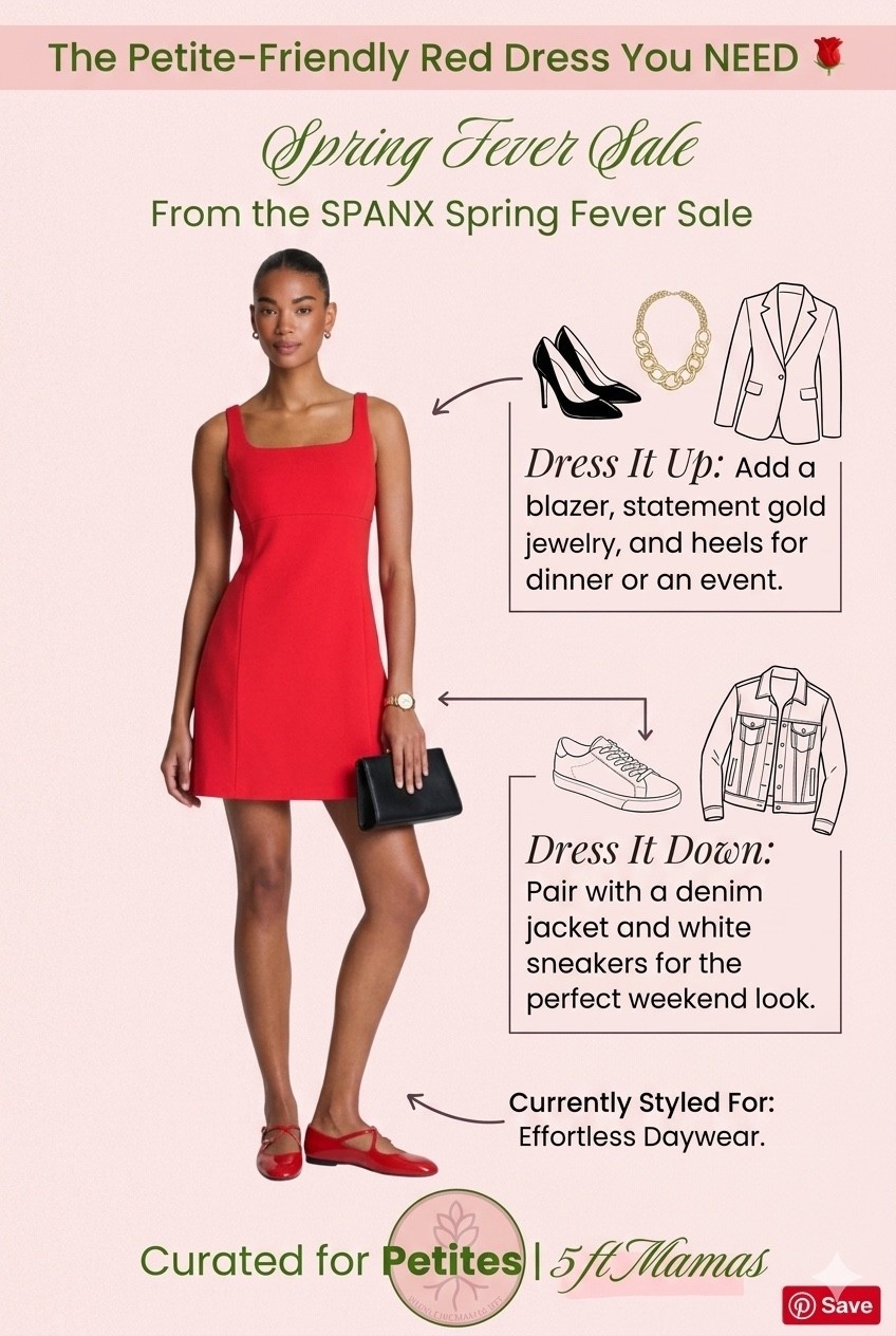 Desk to Date Night: Red Spanx Mini Dress Edit

Need a dress that does it all? 👠 This square neck mini dress from the Spanx sale is the perfect desk-to-dinner piece. Its mini length (35") is ideal for shorter frames, making it a top pick for petite fashion. Layer it with a blazer for a boss lady look, or wear it solo for cocktails. Fully opaque, high-quality knit with the famous Spanx compression.

#LTKPetite #LTKSaleAlert #LTKOver40