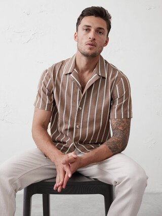 Standard Fit Textured Resort Shirt | Banana Republic Factory