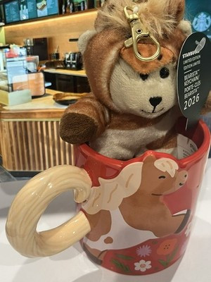 NEW Starbucks 2026 Lunar New Year of The Horse Bearista Keychain w/ Ceramic Mug | eBay US