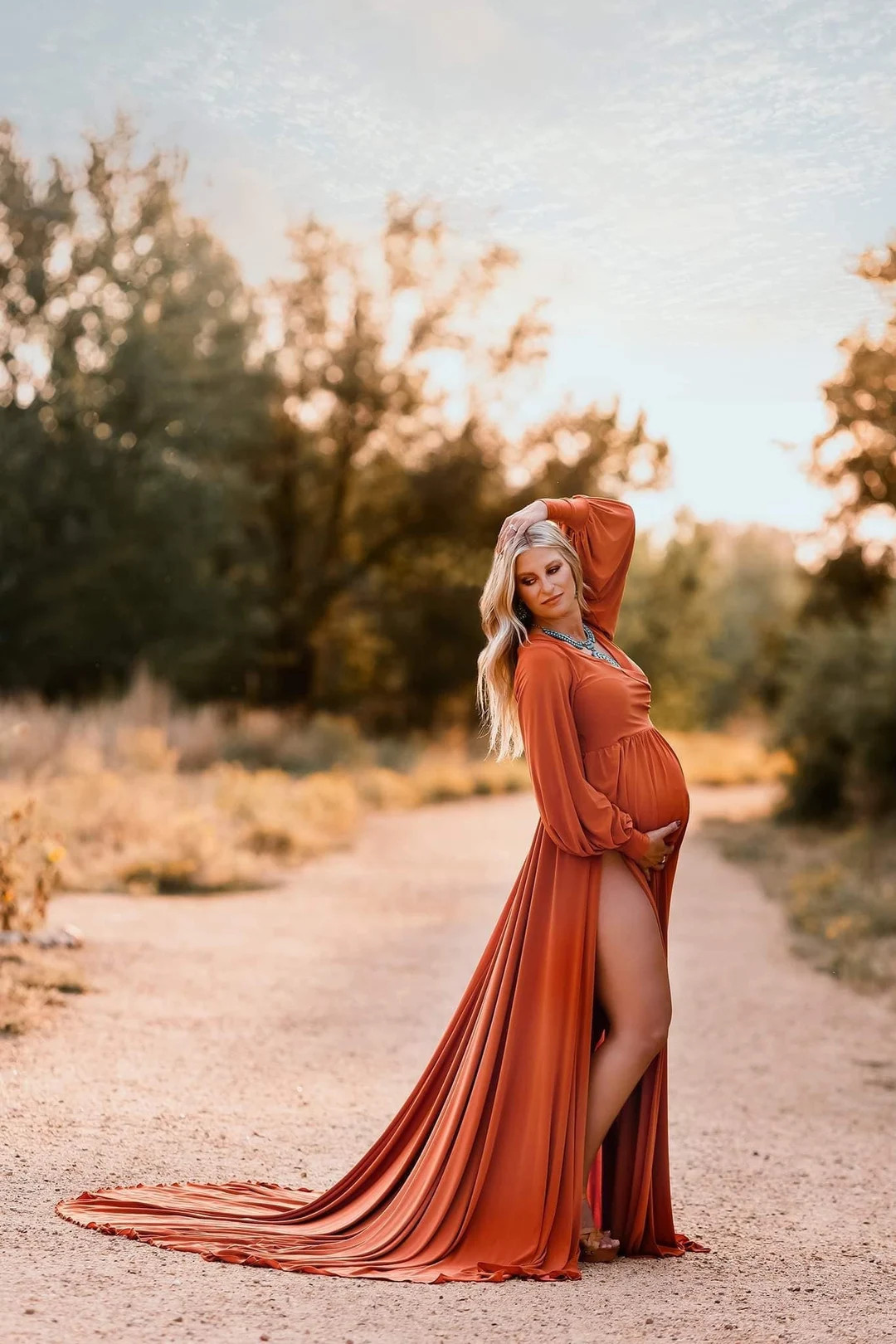 Burnt Orange Maternity Dress Leg Slit Maternity Dress Fall - Etsy | Etsy (US)