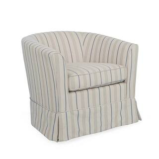 Glouster White/Blue Stripe Modern Swivel Club Chair | The Home Depot