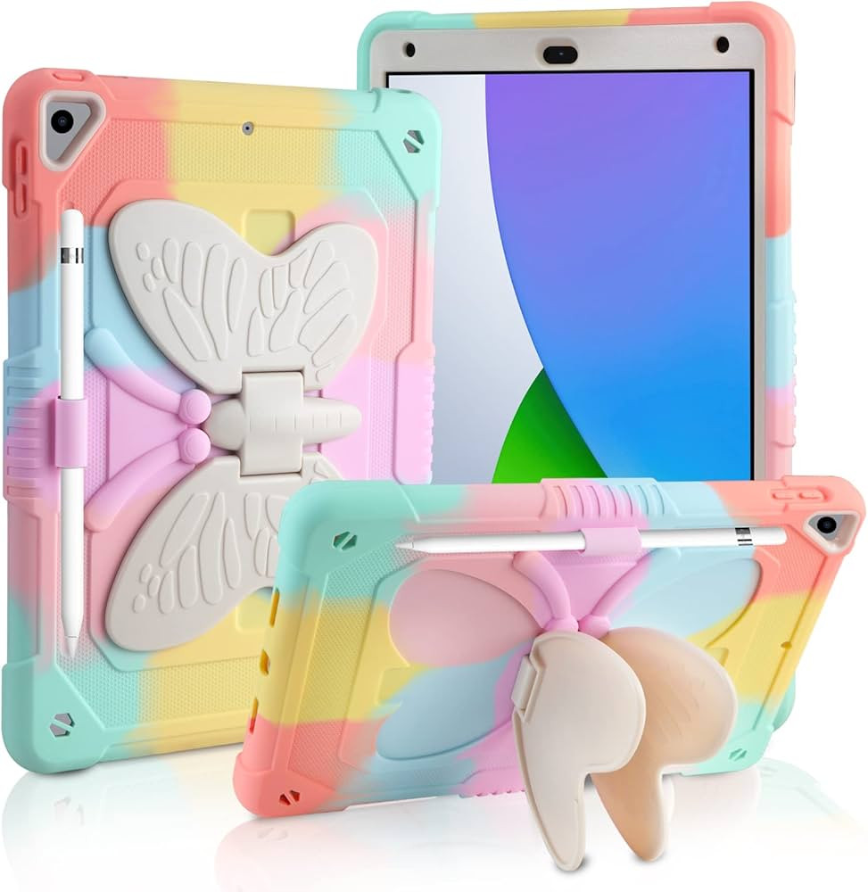 for iPad 9th 8th 7th Generation Case with Kickstand Butterfly Wings Pencil Holder, iPad 10.2 Case... | Amazon (US)
