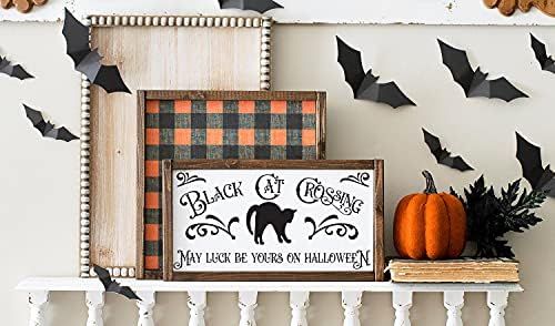 Amazon.com: HOUVSSEN Black Cat Crossing Halloween Wood Sign Fall Signs Spooky Season Decorations ... | Amazon (US)