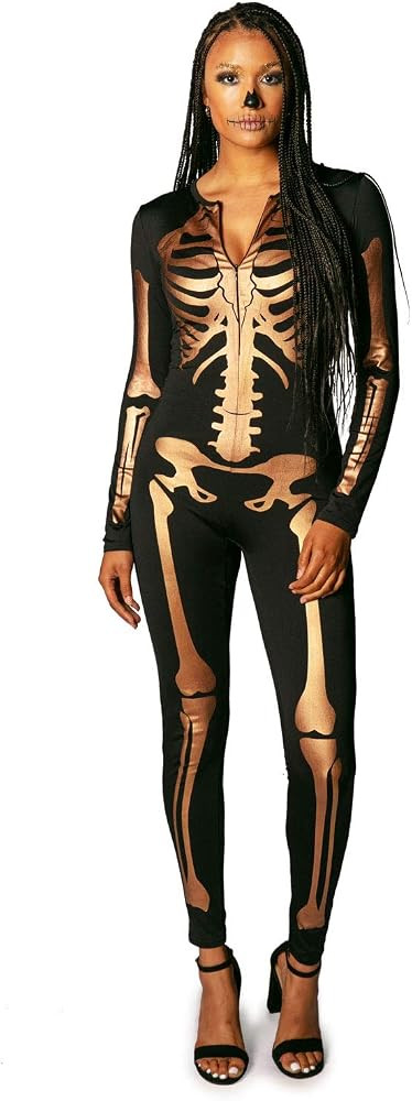 Women's Gold Skeleton Bodysuit - Golden Skeleton Halloween Costume | Amazon (US)