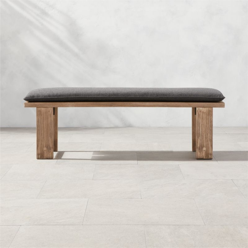 Lupine Teak Outdoor Dining Bench with Sunbrella Cushion | CB2 | CB2