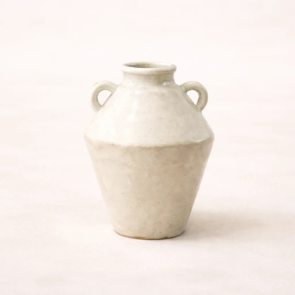 Geometric Cream Handled Vase | By Luxe B Co. | luxe bCO