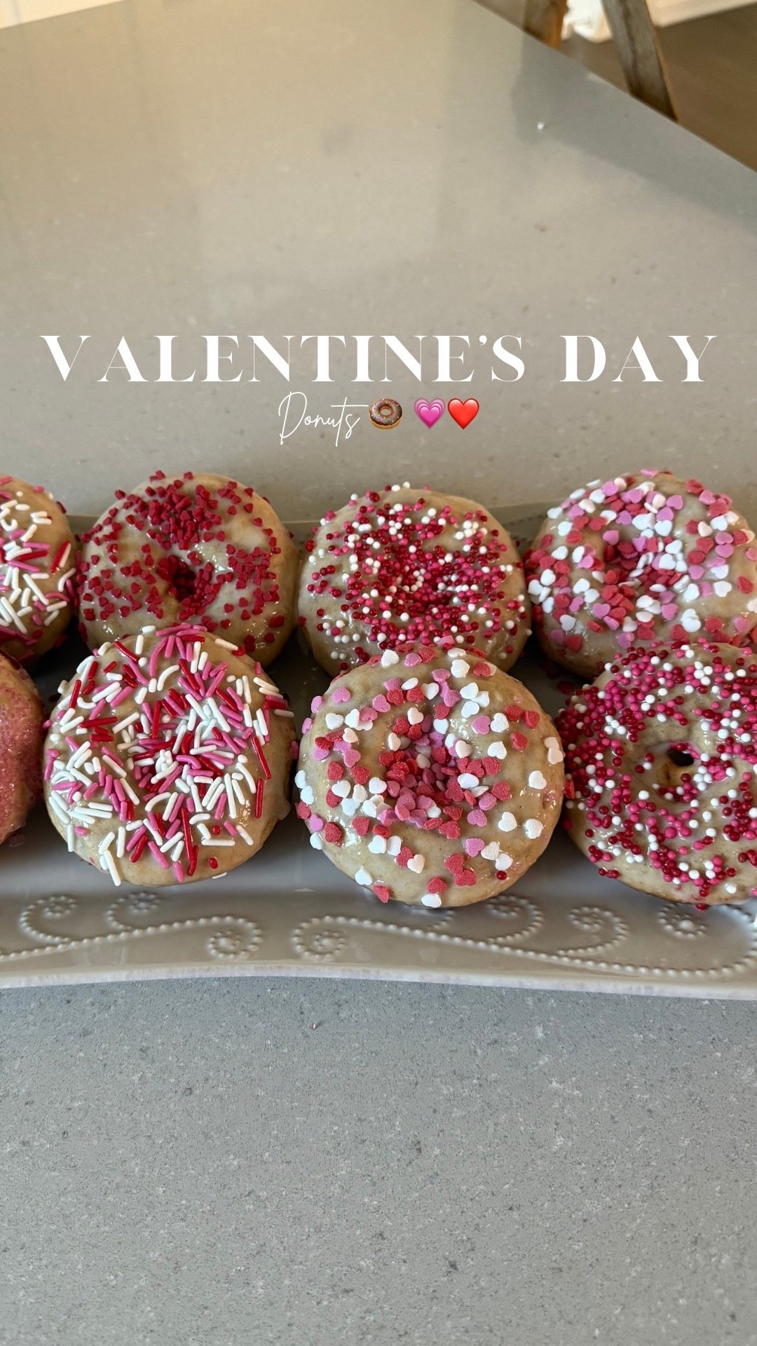 Make Valentine’s Day Donuts with me ❤️💗 This recipe has become favorite in our house! The kids love them 👌 

Donuts
• 1/2 cup of plain Greek yogurt 
• 1/2 cup of milk 
• 1/4 cup of unsalted butter (melted and cooled)
• 1 egg (lightly beaten)
• 1 teaspoon of vanilla extract 
• 1 1/2 cups of all purpose flour 
• 1/3 cup of sugar 
• 1 teaspoon of cinnamon 
• 1 teaspoon of baking powder 
• 1/2 teaspoon of baking soda 
• 1/4 teaspoon of salt 
Glaze 
• 1 cup of powdered sugar 
• 4-5 tsp of milk
• 1/2 tsp of vanilla extract 

(Topping option) 
Cinnamon Sugar Topping 
• 1/4 cup of sugar
• 1/2 teaspoon of cinnamon 
• 2 tablespoons of melted butter 

Preheat the oven to 375 degrees F and grease two 6-cup donut pans with nonstick spray.
Add the yogurt, milk, butter, egg, and vanilla to a medium bowl. Whisk to combine well.
Add the flour, sugar, cinnamon, baking powder, baking soda, and salt to the bowl. Whisk to combine into a thick batter.
Use ¼ cup batter in each prepared donut spot.
Bake for 12-14 minutes, or until puffed up, golden brown, and a cake tester or toothpick inserted into the center of a donut comes out clean.
Remove from oven and let cool for a minute or two. Run a knife around the edges to loosen, as needed, then transfer donuts to a wire rack to cool completely.
In a small bowl mix powdered sugar, milk and vanilla and whisk them together. Dip the tops of the donuts to cover with glaze and then add your sprinkles! 
Optional: Stir the sugar and cinnamon together in a small bowl. Dip the top of each donut first in the melted butter, then in the cinnamon-sugar mixture. This makes them taste just like a cake donut! 
(Recipe from Yummy Toddler Food) 

Homemade donuts, Amazon, kids breakfast, donut molds, breakfast ideas, kids meals, Valentine’s Day treat, Valentine’s Day breakfast, kids Valentine’s Day

#LTKmomlife #LTKdayinmylife #LTKfoodie