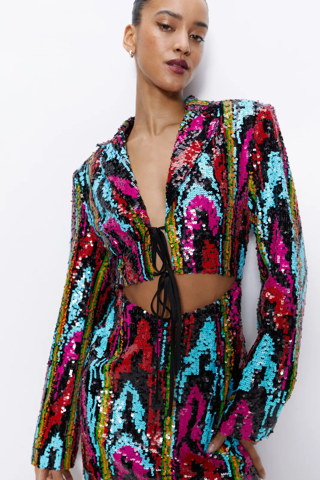 Premium Multi Sequin Cut Out Detail Romper | Nasty Gal (US)