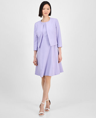 Women's Collarless Open-Front Bolero & Scoop-Neck Sleeveless Fit & Flare Dress | Macy's