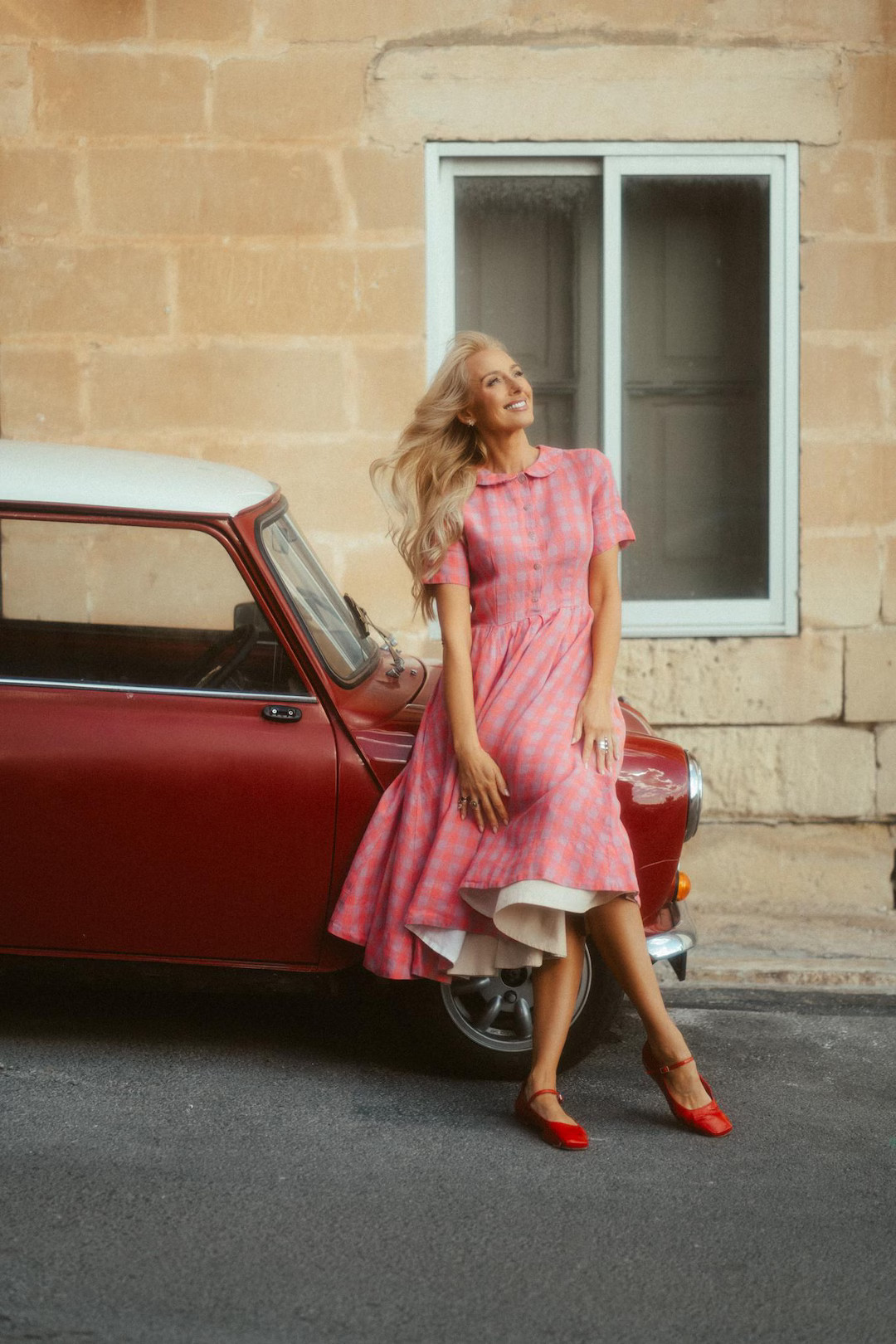 PINK LINEN DRESS | Wedding Guest Dress, Spring Style Gingham Dress, Bridesmaid Dress, Mother of t... | Etsy (US)