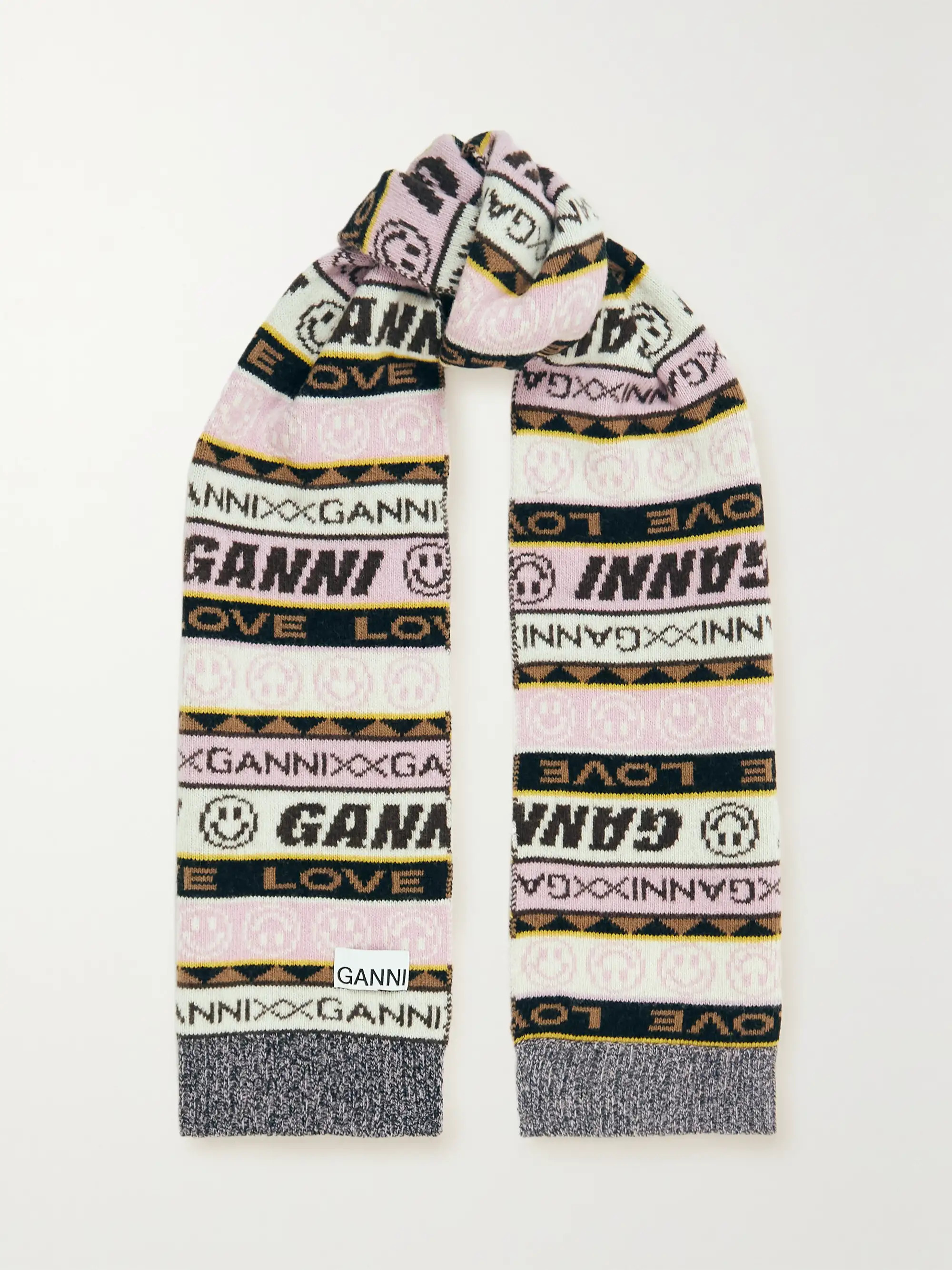 GANNIJacquard-knit wool-blend scarf | NET-A-PORTER (US)