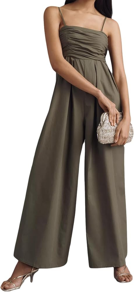 Summer Casual Sleeveless Spaghetti Strap Boho Wide Leg Jumpsuits for Women Long Rompers 2025 Tren... | Amazon (US)