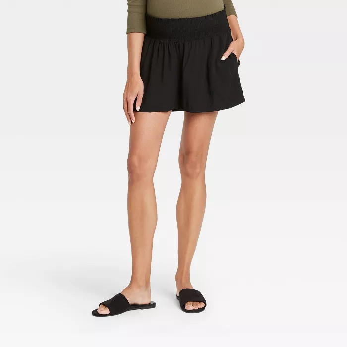 The Nines by HATCH™ Maternity Smocked Waistband Modal Shorts Black | Target
